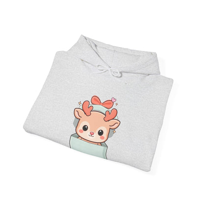 Kawaii Reindeer Hoodie, Gift Box Christmas Sweatshirt