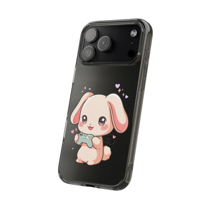 Kawaii Bunny Gamer Clear Impact-Resistant Phone Case