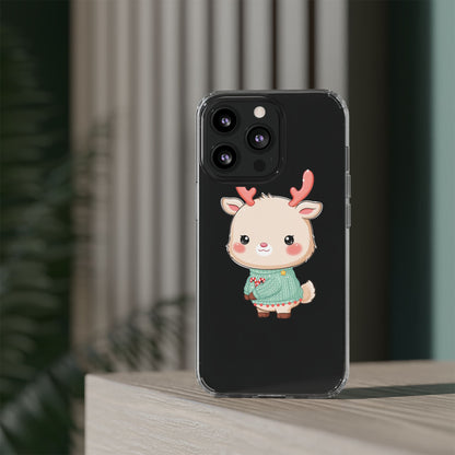 Kawaii Reindeer Clear Impact-Resistant Phone Case