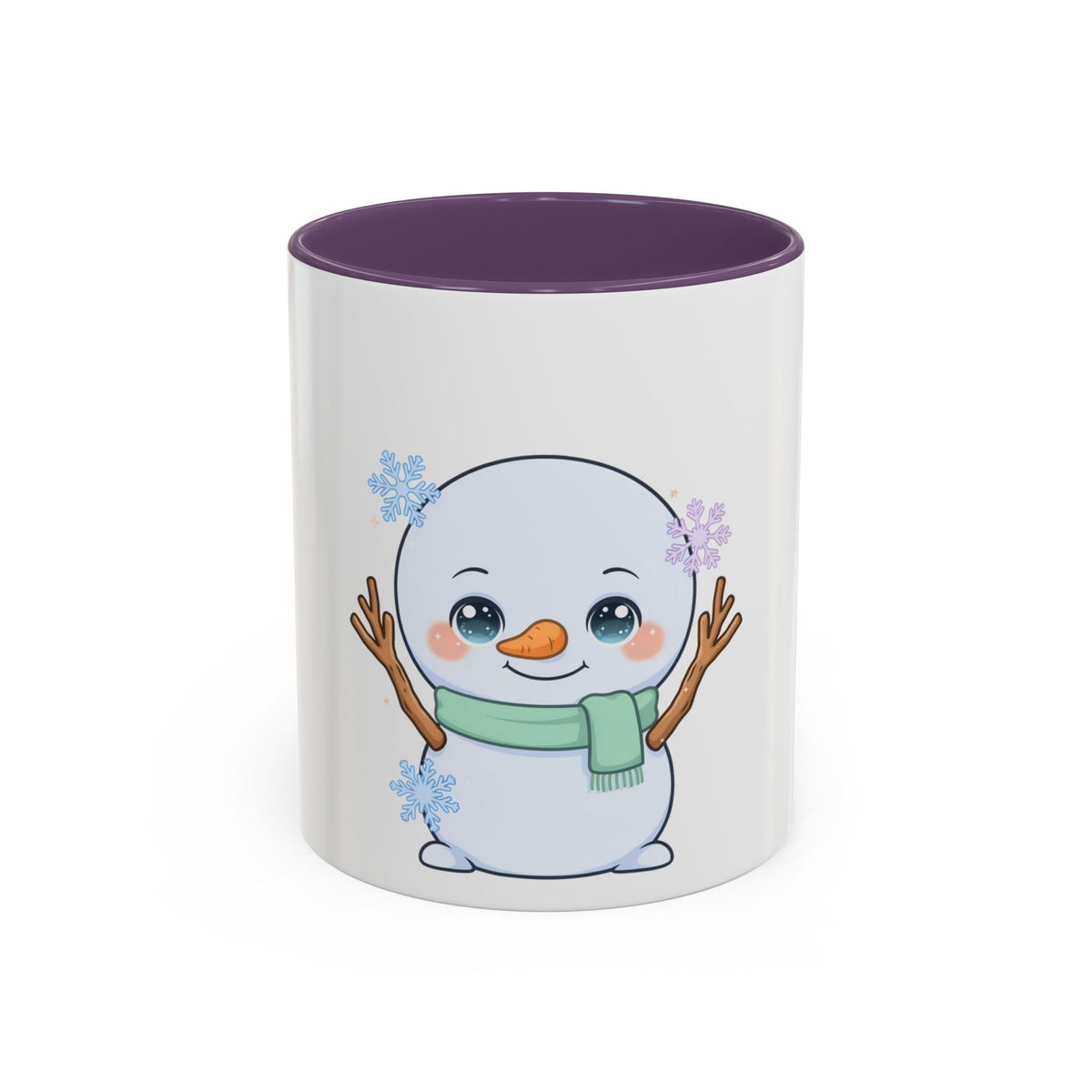 Kawaii Snowman Accent Coffee Mug for Winter Fans