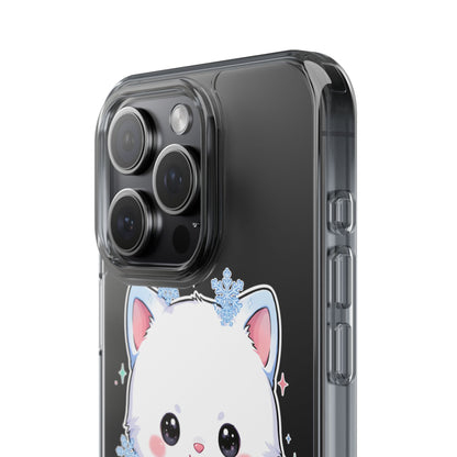 Kawaii Arctic Fox Phone Case, Cute Snowflake Clear Case