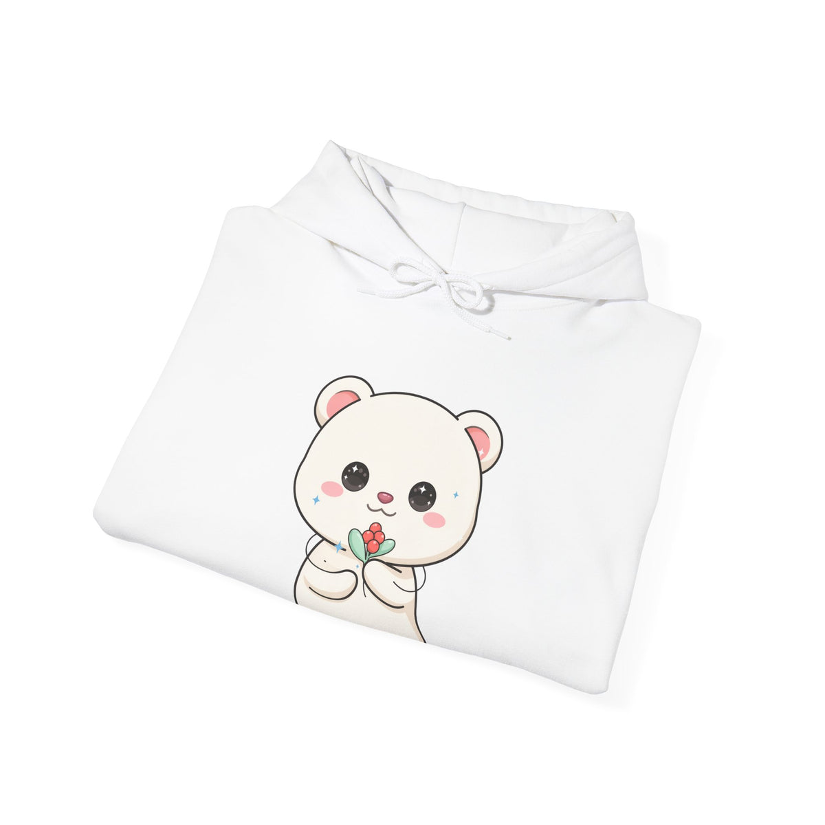Kawaii Polar Bear Christmas Hoodie with Mistletoe
