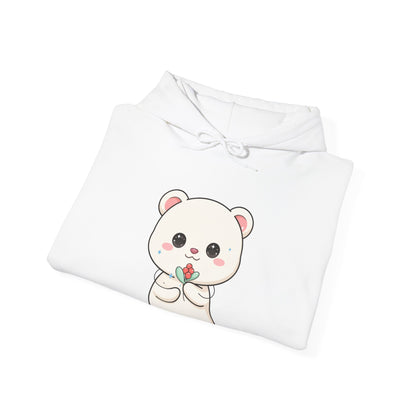 Kawaii Polar Bear Christmas Hoodie with Mistletoe