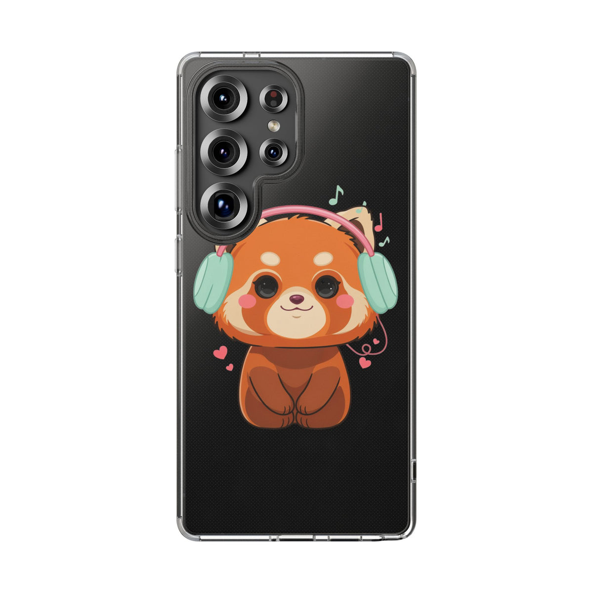 Red Panda Phone Case, Kawaii Music Lover Clear Case