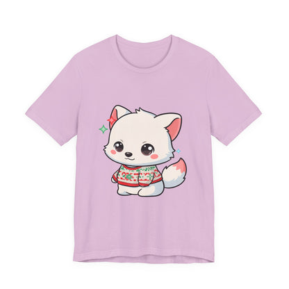Kawaii Arctic Fox Christmas T-Shirt for Cute Holiday Fans