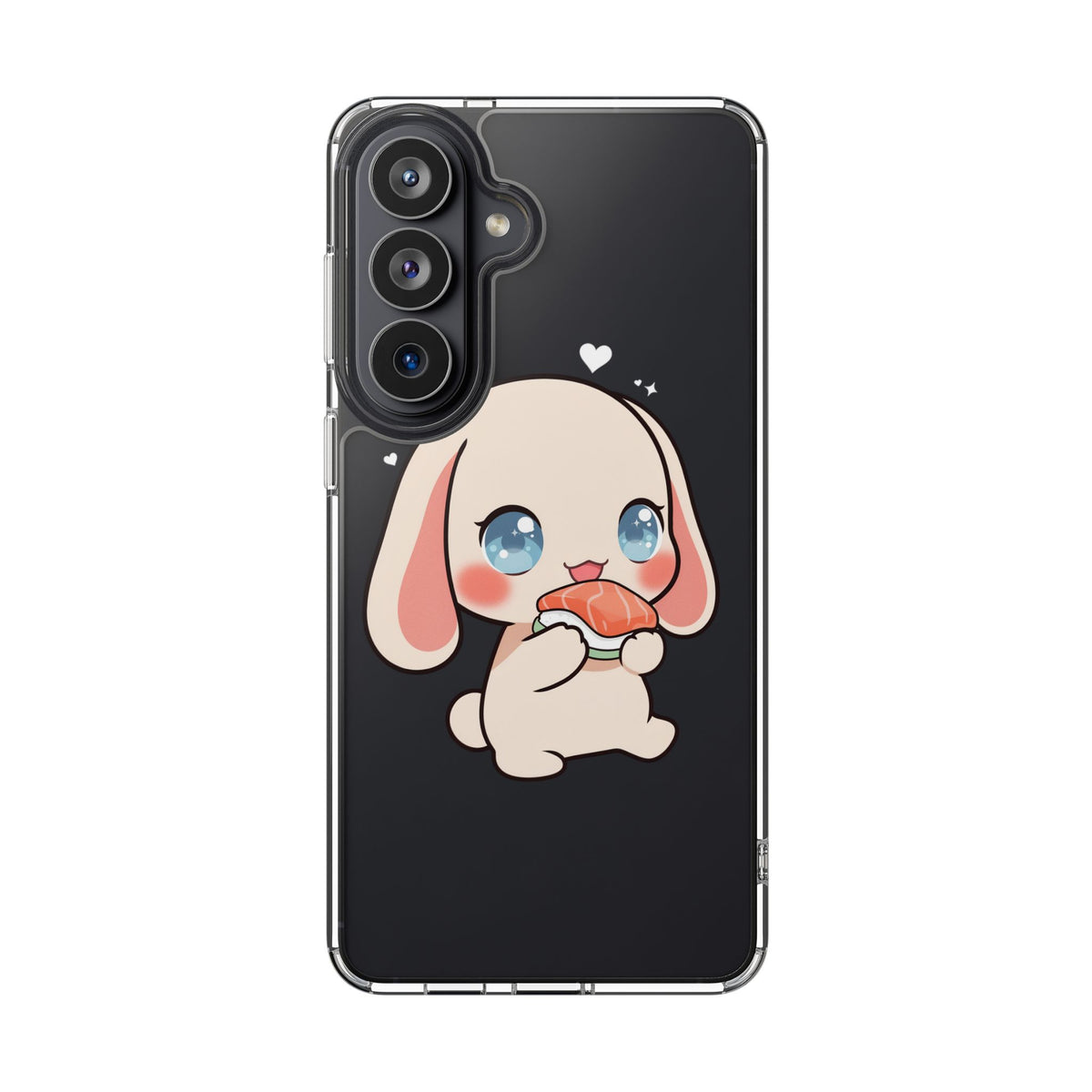 Kawaii Bunny Sushi Phone Case, Clear Impact-Resistant