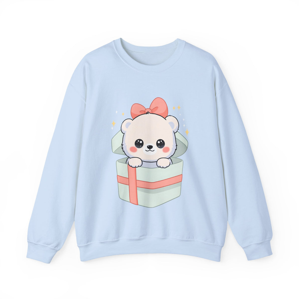Kawaii Polar Bear Sweatshirt, Cute Gift Box Cub