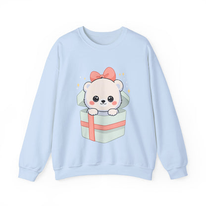 Kawaii Polar Bear Sweatshirt, Cute Gift Box Cub