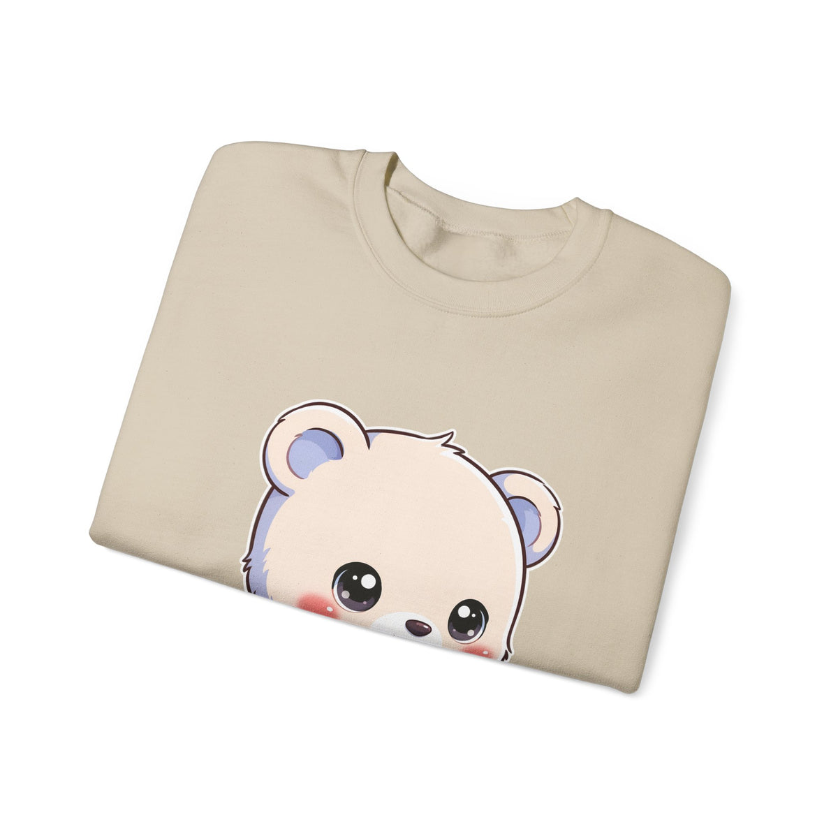 Kawaii Polar Bear Sweatshirt, Cute Sledding Cub Crewneck