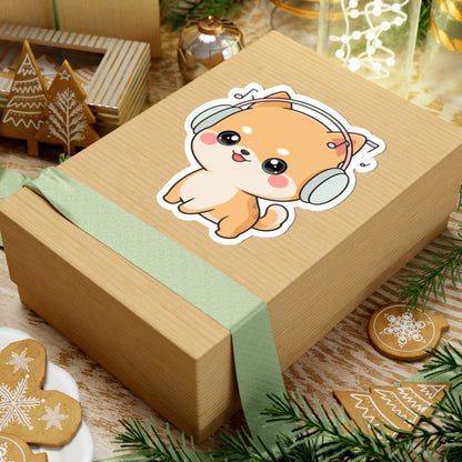 Kawaii Shiba Inu Music Sticker for Journals and Laptops