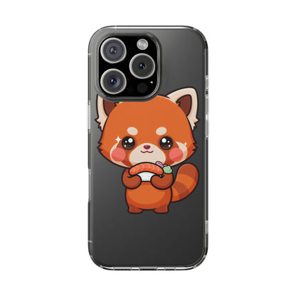 Red Panda Sushi Phone Case, Cute Kawaii Clear Case