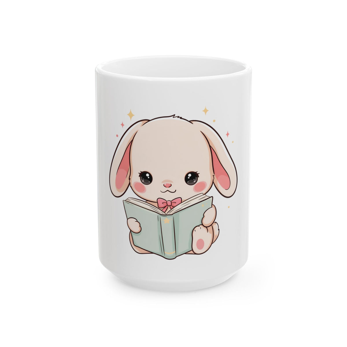 Book Lover Bunny Mug, Cute Reading Gift for Bookworms