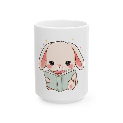 Book Lover Bunny Mug, Cute Reading Gift for Bookworms