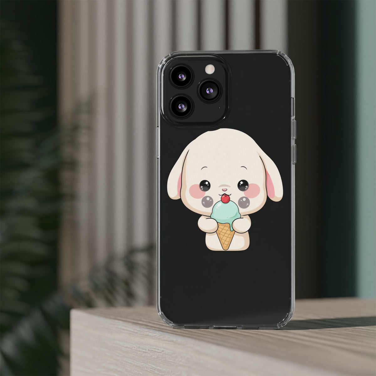 Kawaii Bunny Phone Case, Ice Cream Cutie Clear Case