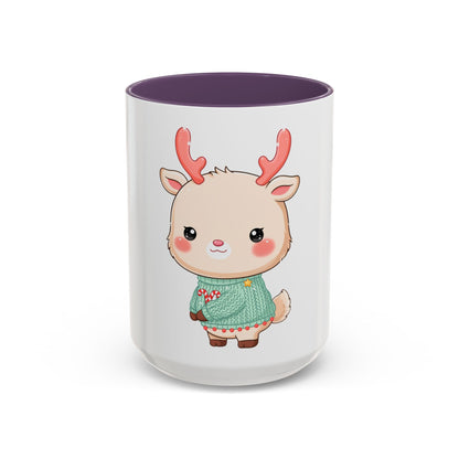 Kawaii Reindeer Christmas Mug – Cute Holiday Accent Coffee Mug