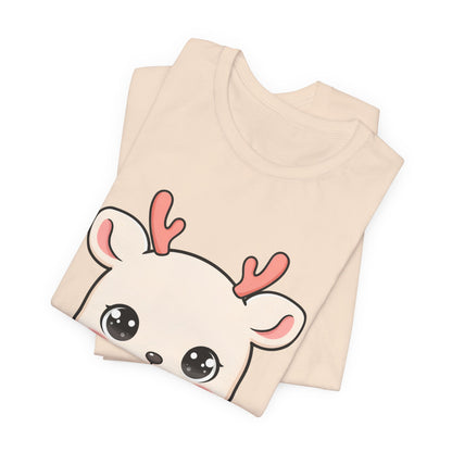 Kawaii Reindeer Christmas T-Shirt for Holiday Cheer