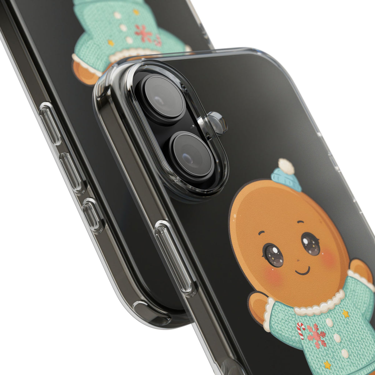 Kawaii Gingerbread Phone Case, Cute Christmas Sweater Cookie
