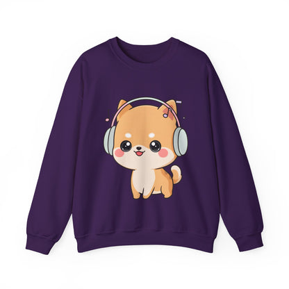 Kawaii Shiba Inu Music Sweatshirt, Cute Dog Lover Gift