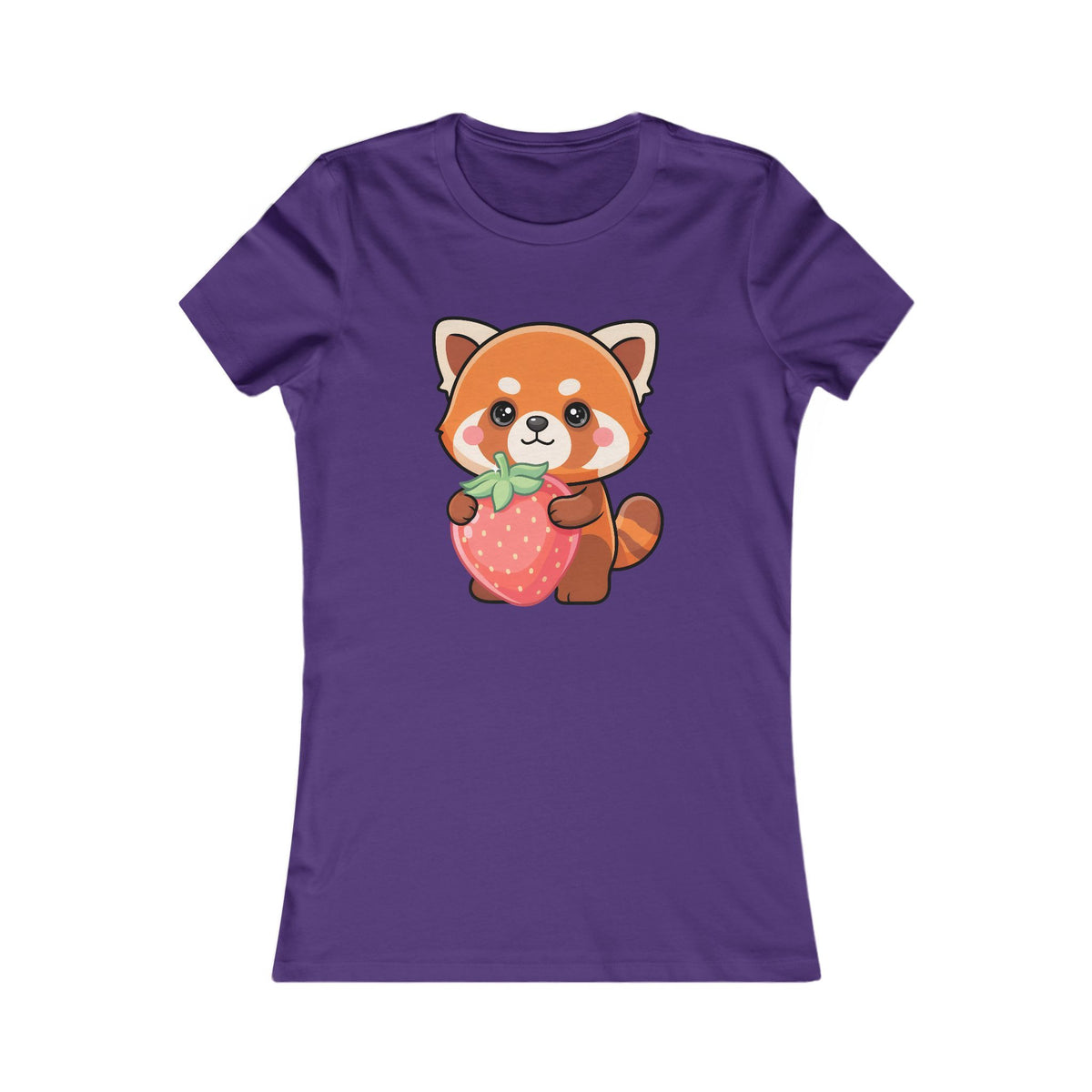 Kawaii Red Panda T-Shirt, Strawberry Hug Cute Animal Tee