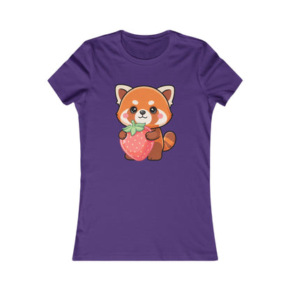 Kawaii Red Panda T-Shirt, Strawberry Hug Cute Animal Tee