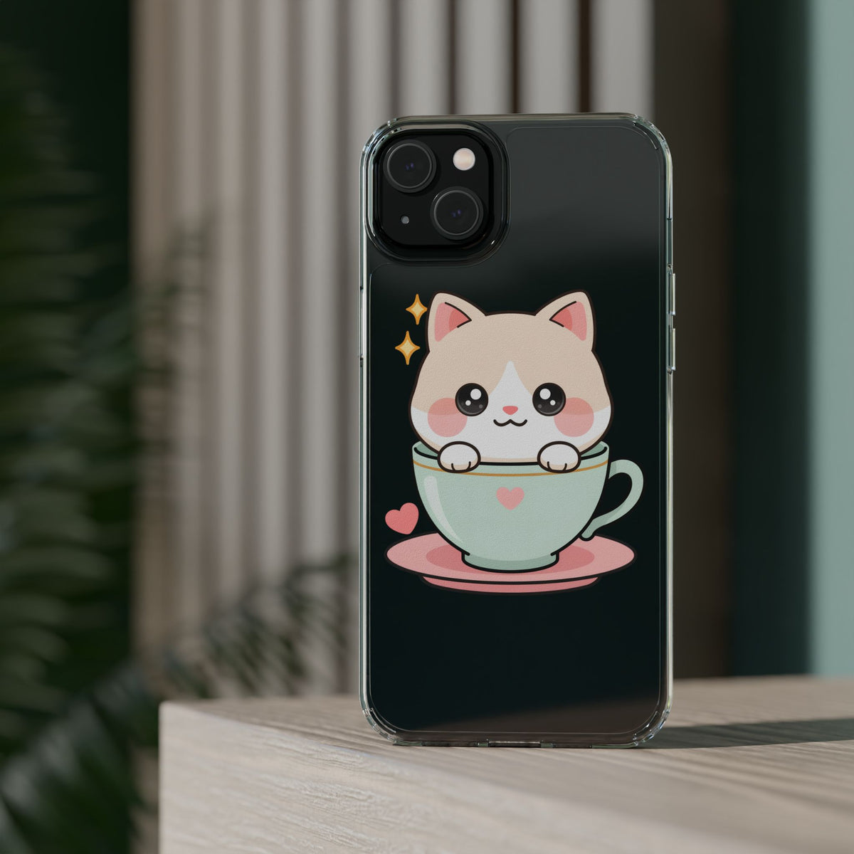 Kawaii Cat Phone Case, Cute Teacup Kitty Gift