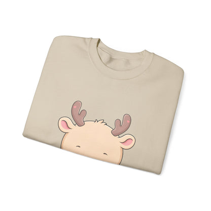 Kawaii Reindeer Sweatshirt, Cute Hot Cocoa Holiday Crewneck