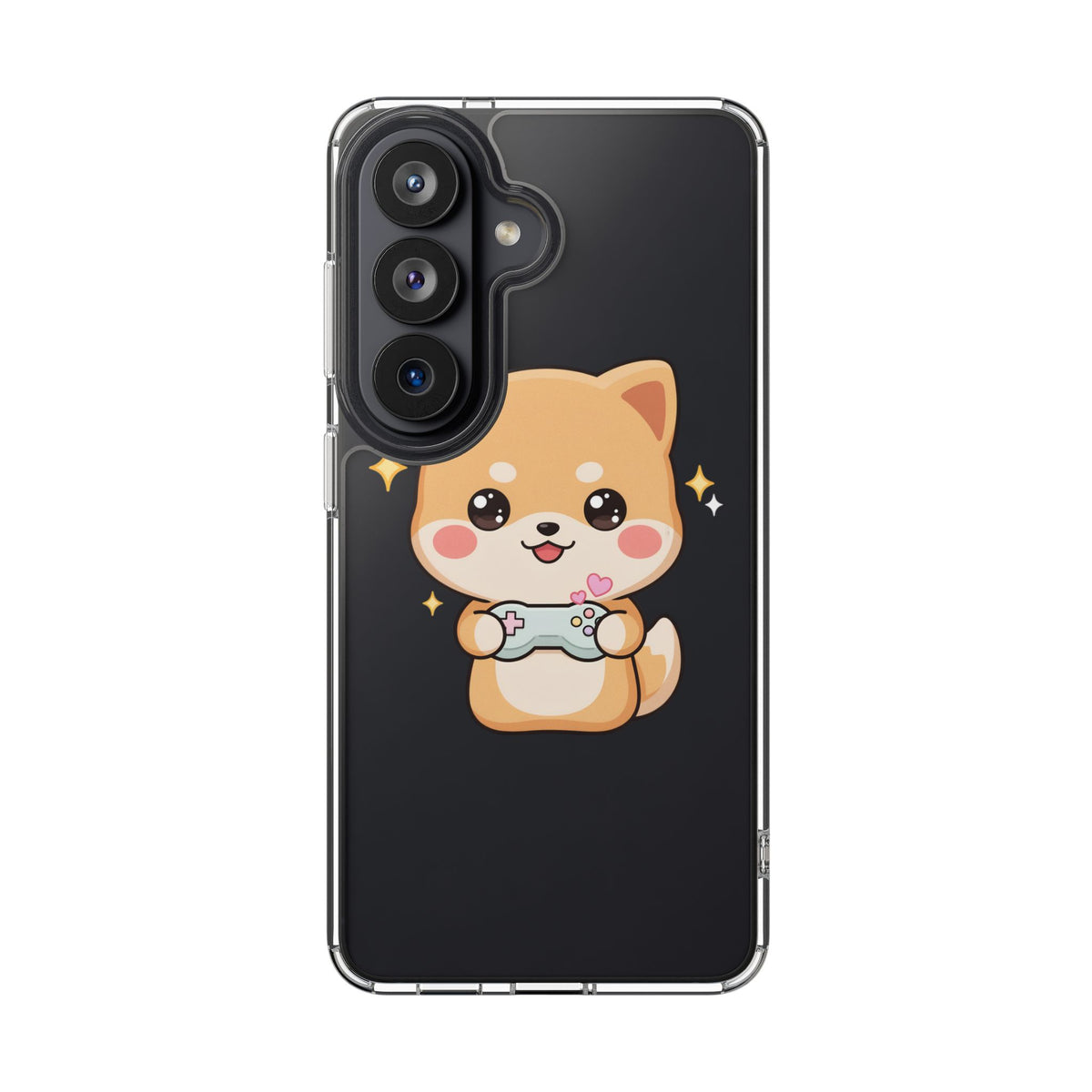 Kawaii Shiba Inu Gamer Phone Case, Clear Impact-Resistant