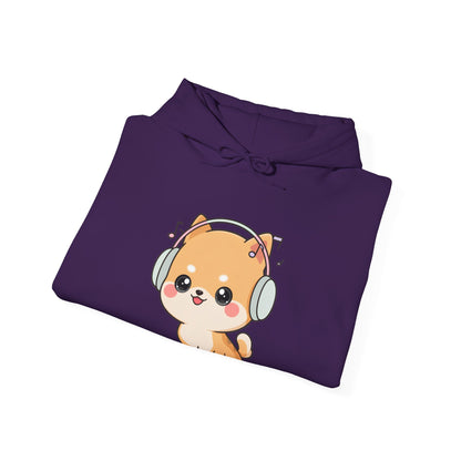 Kawaii Shiba Inu Hoodie for Cozy Music Lovers