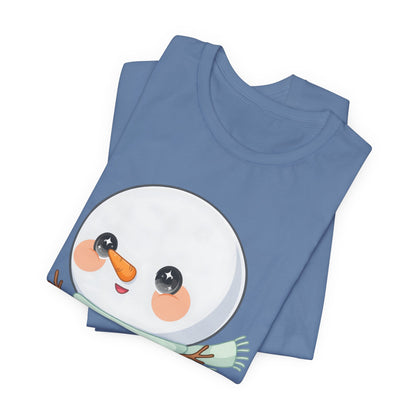 Cute Snowman T-Shirt, Kawaii Ice Skating Holiday Gift