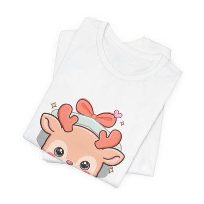 Kawaii Reindeer T-Shirt – Cute Gift Box Christmas Tee