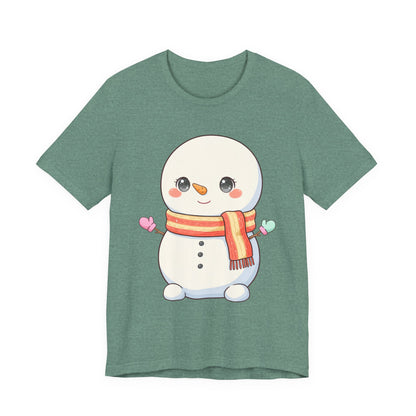 Kawaii Snowman Christmas T-Shirt for Cute Holiday Cheer