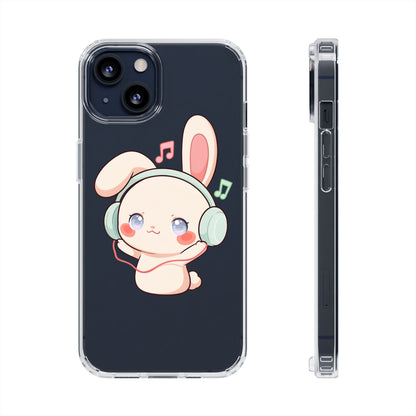 Kawaii Bunny Phone Case, Cute Music Lover Gift