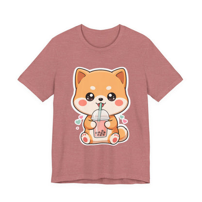 Kawaii Shiba Bubble Tea T-Shirt for Boba Lovers