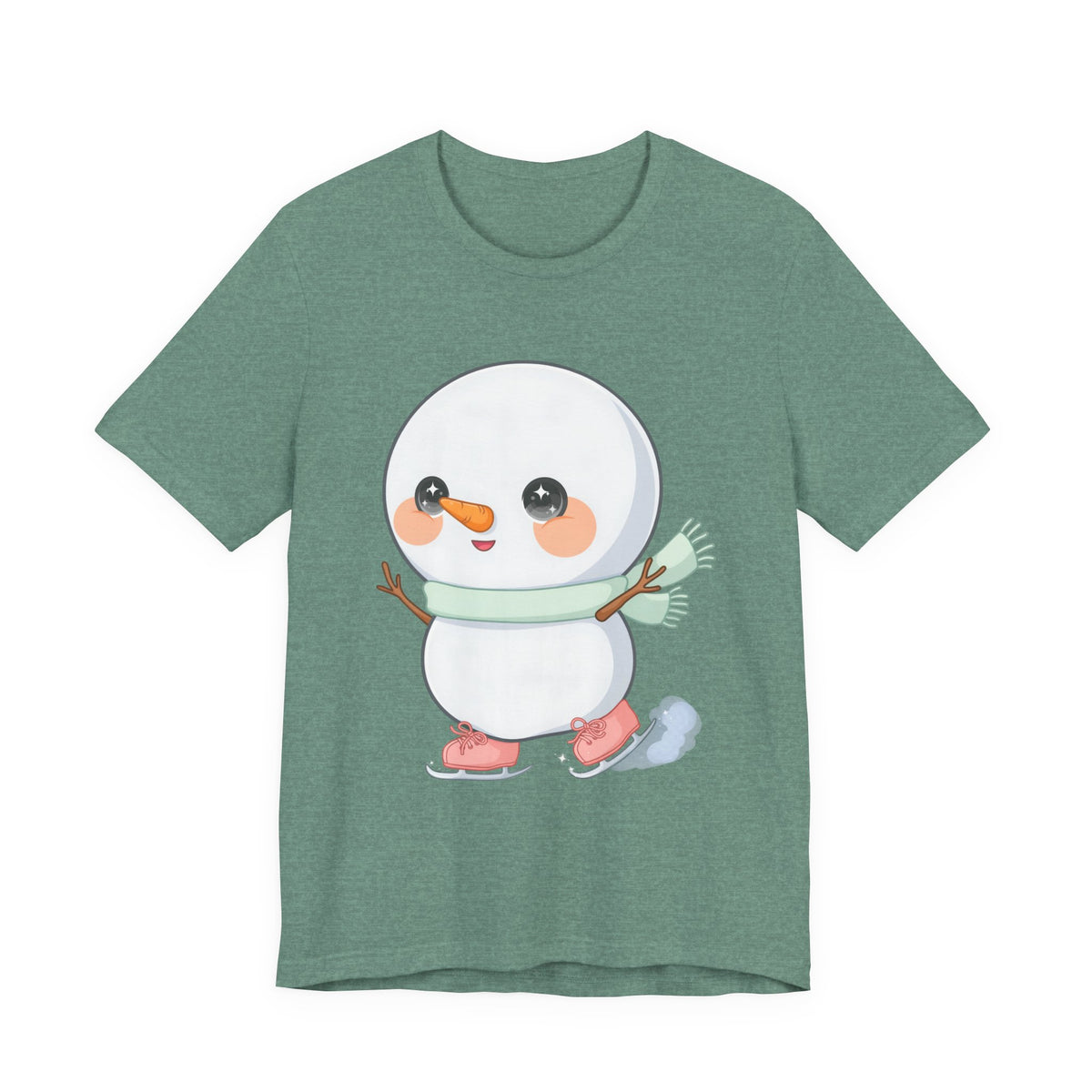 Cute Snowman T-Shirt, Kawaii Ice Skating Holiday Gift