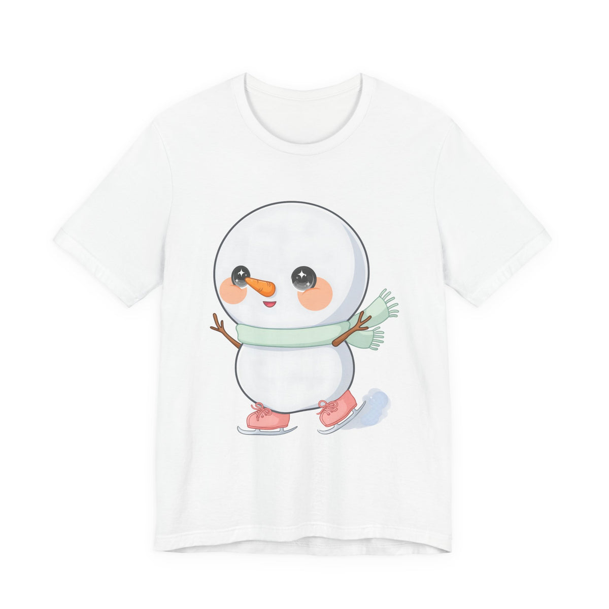 Cute Snowman T-Shirt, Kawaii Ice Skating Holiday Gift
