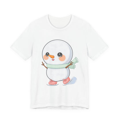 Cute Snowman T-Shirt, Kawaii Ice Skating Holiday Gift