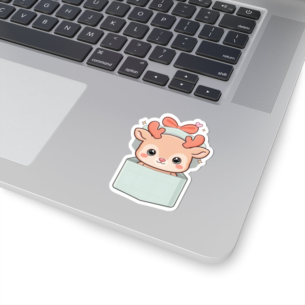 Kawaii Reindeer Sticker, Cute Christmas Gift Box Decal