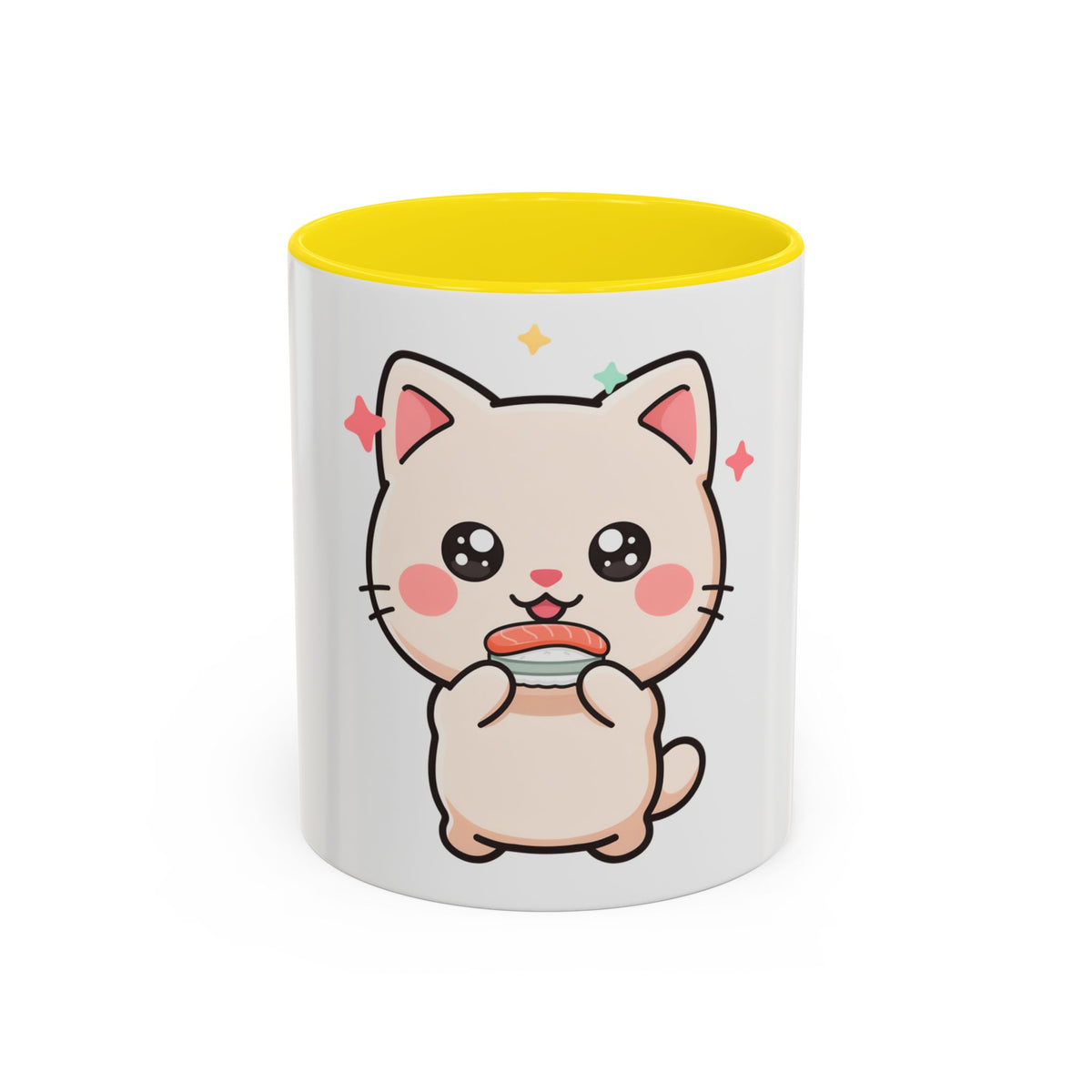 Kawaii Cat Sushi Mug, Cute Accent Coffee Mug