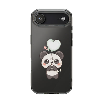 Kawaii Panda Clear Phone Case with Balloon