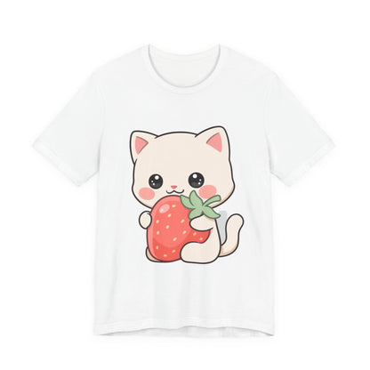 Kawaii Cat Strawberry T-Shirt, Cute Cat Lover Gift
