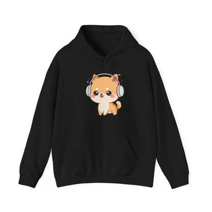 Kawaii Shiba Inu Hoodie for Cozy Music Lovers