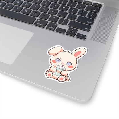 Kawaii Bunny Latte Sticker for Cozy Coffee Lovers