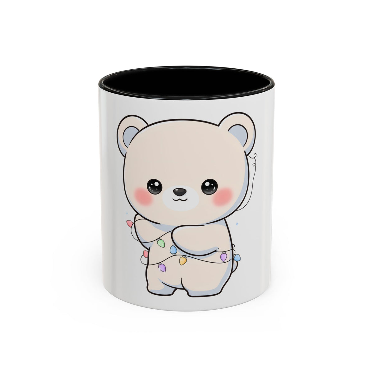 Kawaii Polar Bear Mug, Festive Holiday Gift