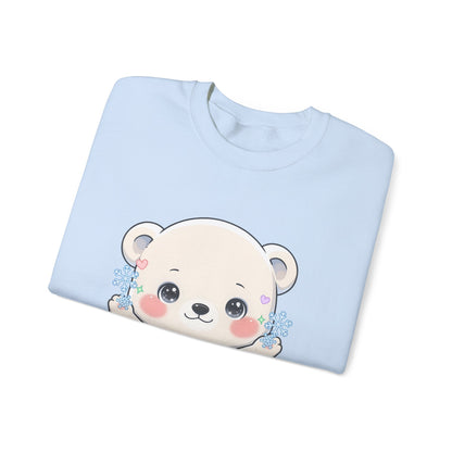Kawaii Polar Bear Sweatshirt, Cute Snowflake Crewneck