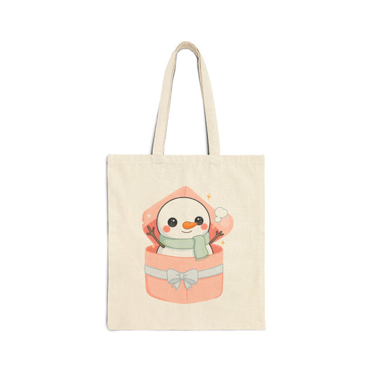 Kawaii Snowman Tote Bag – Cute Gift Box Winter Accessory