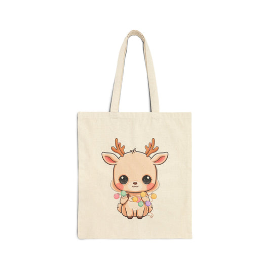 Kawaii Reindeer Tote Bag for Festive Holiday Errands