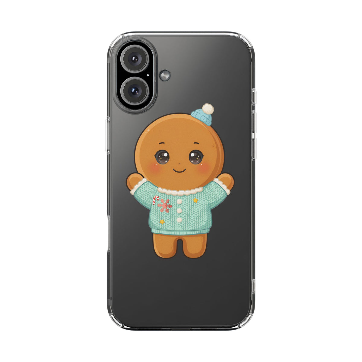 Kawaii Gingerbread Phone Case, Cute Christmas Sweater Cookie