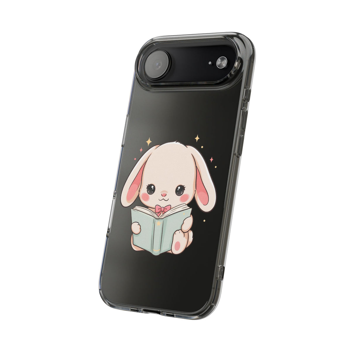 Kawaii Reading Bunny Clear Impact-Resistant Case