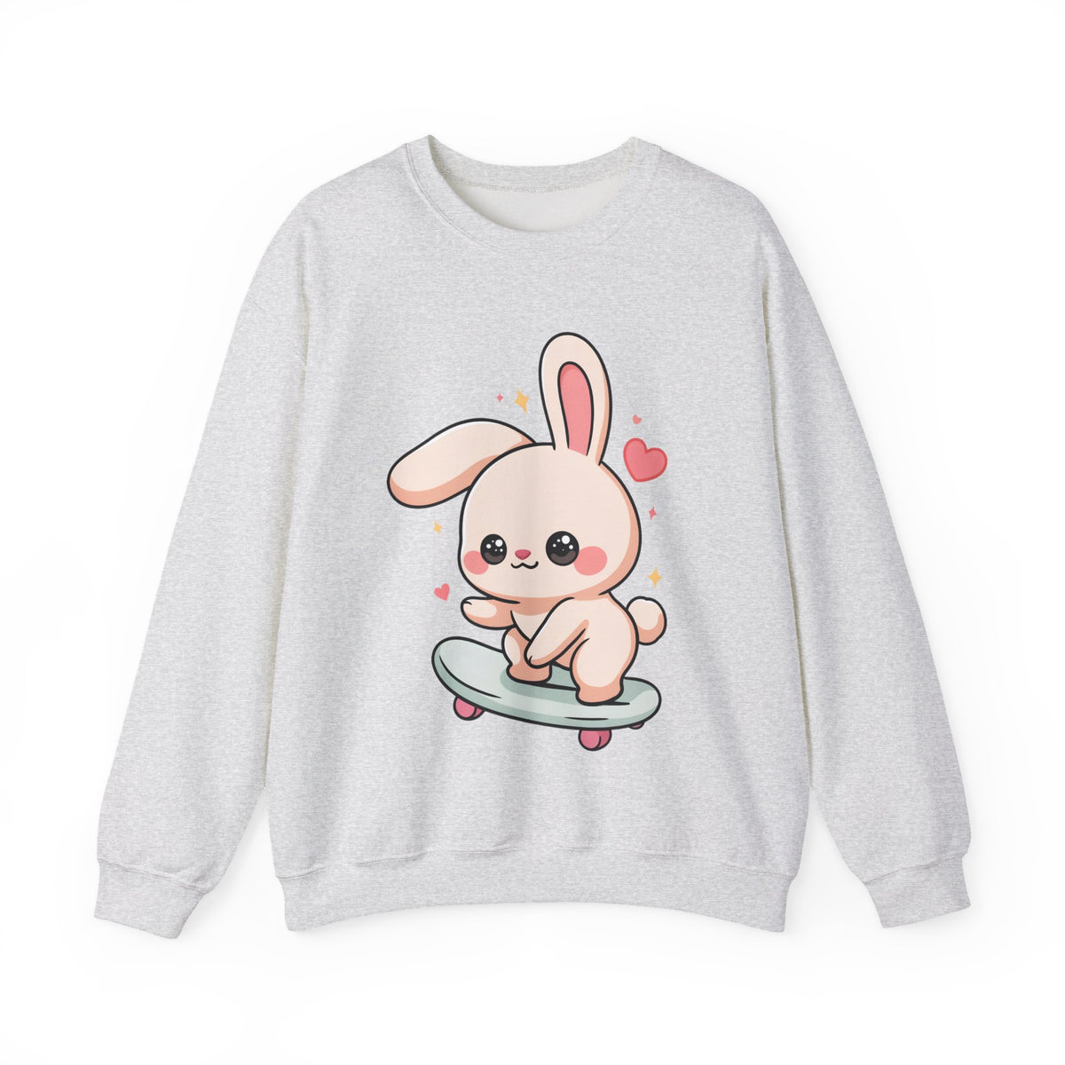 Kawaii Bunny Skateboard Sweatshirt, Cute Chibi Rabbit