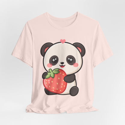 Kawaii Panda Strawberry T-Shirt – Sweet Chibi Animal Tee